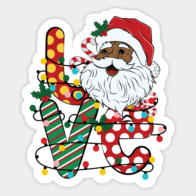 Love Black Santa Christmas Sticker by The WYLD Tribe